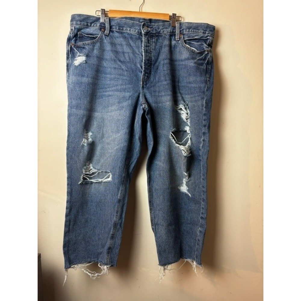 Old Navy Size 20 Straight Distressed Boho Jeans Ripped‎ Denim Relaxed Plus Sz